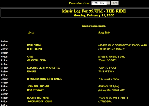 95.7 The Ride Song Search